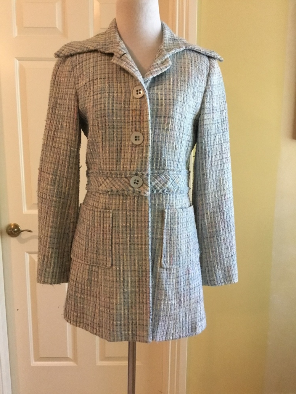 NIL’S Paris Pastel Blue Bouclé Tweed Coat